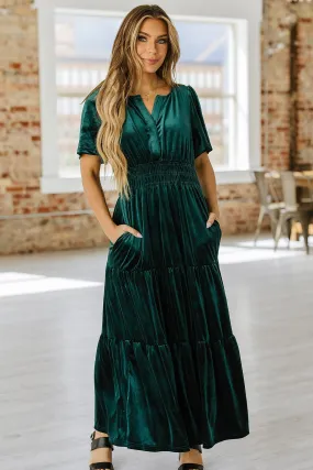 SALE - Gracie Velvet Tiered Maxi Dress | Size Small