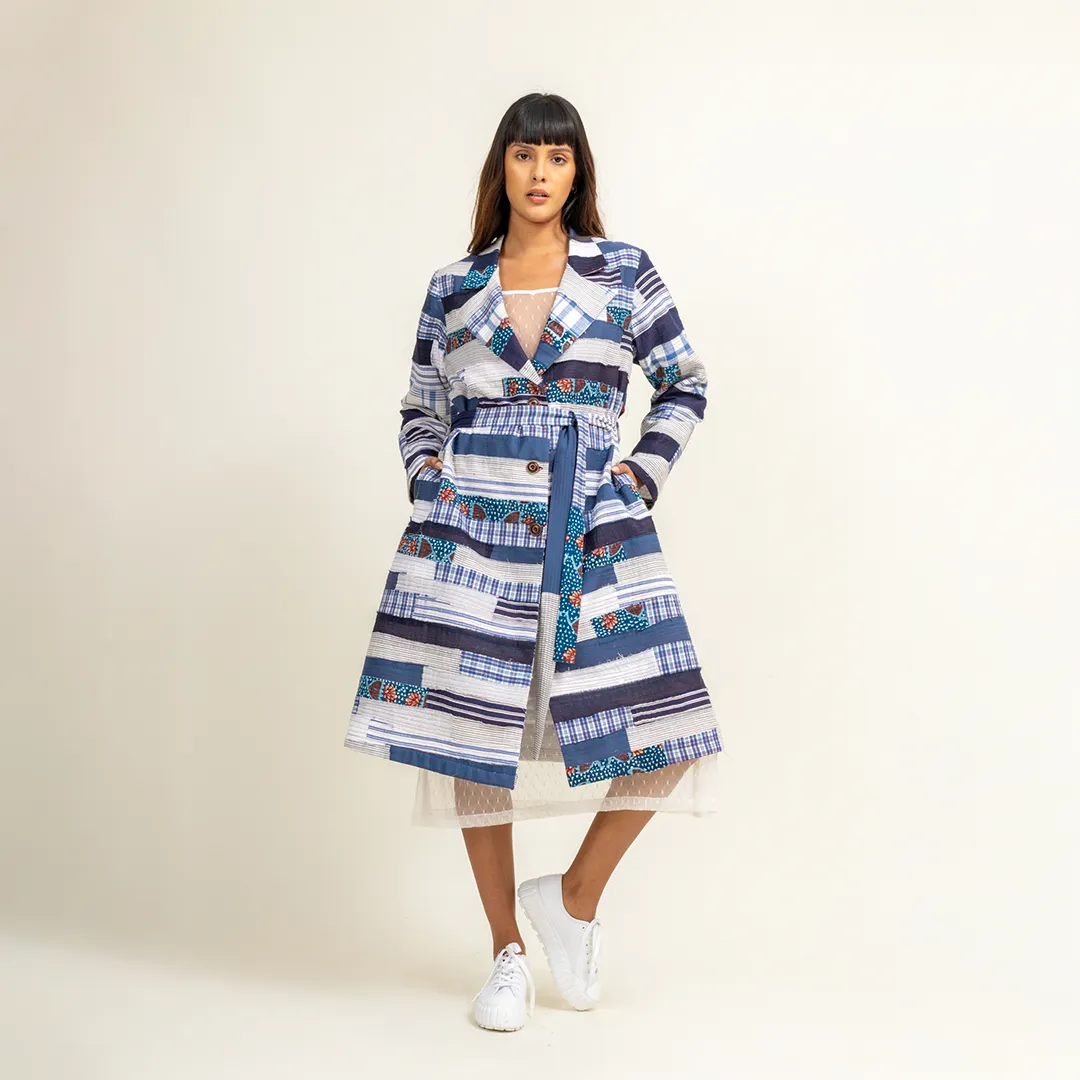 Sky Patchwork Trench