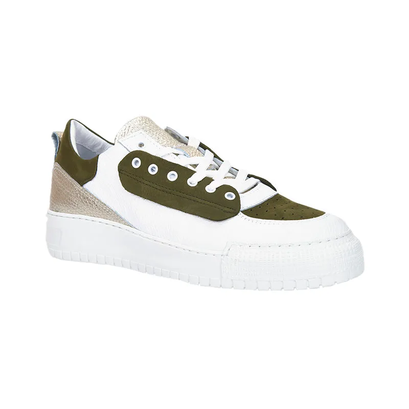 Stella Sneaker - White/Khaki/Gold