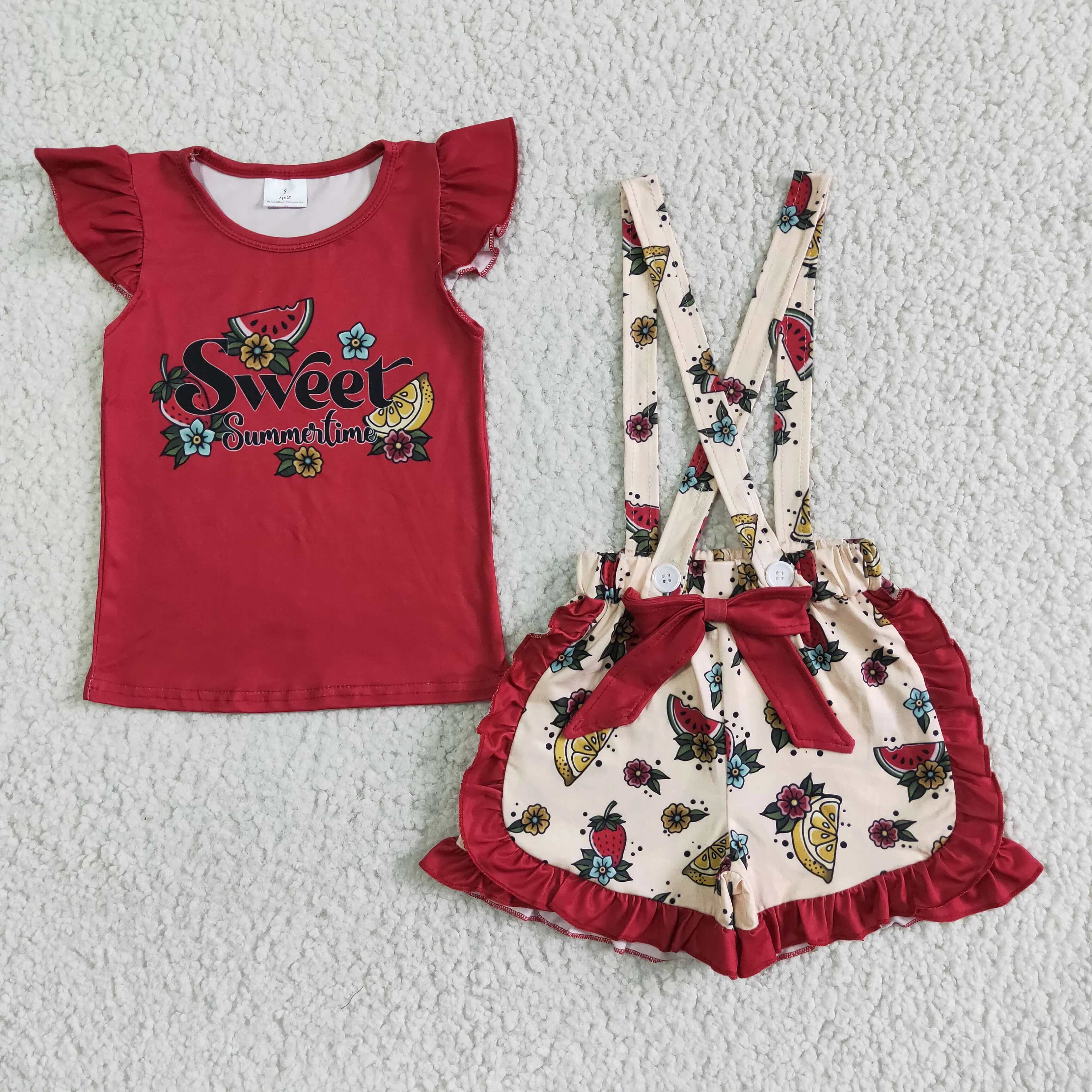 sweet summer tops suspender shorts sets GSSO0114