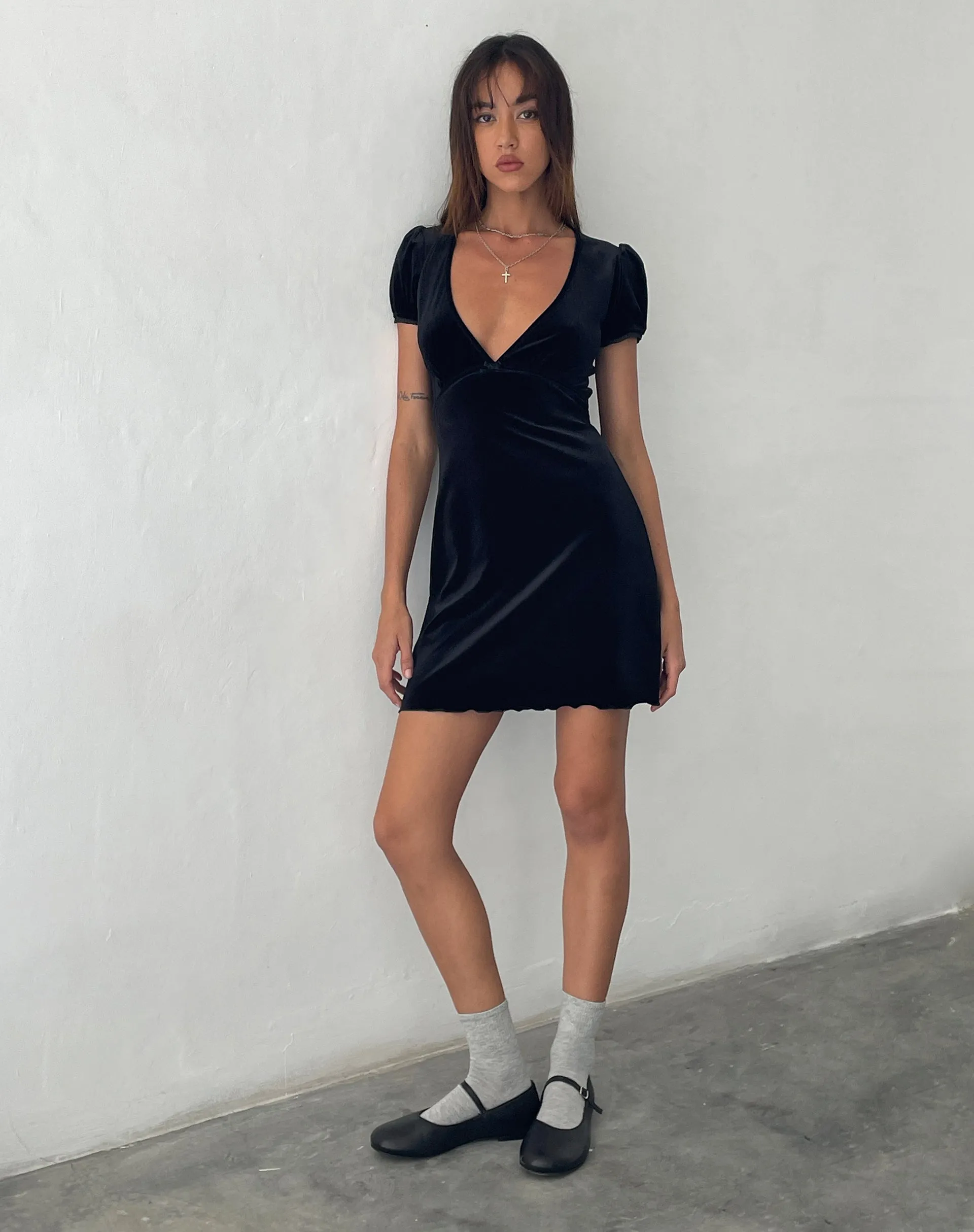 Tabitha Mini Dress in Black Velvet