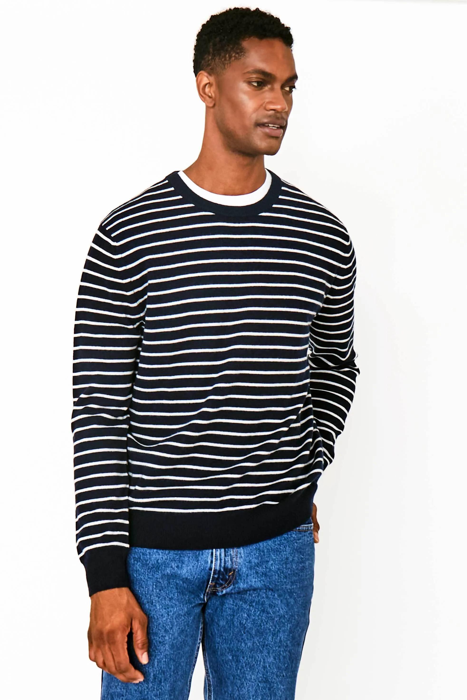 The Cashmere Edward - Navy/Cream