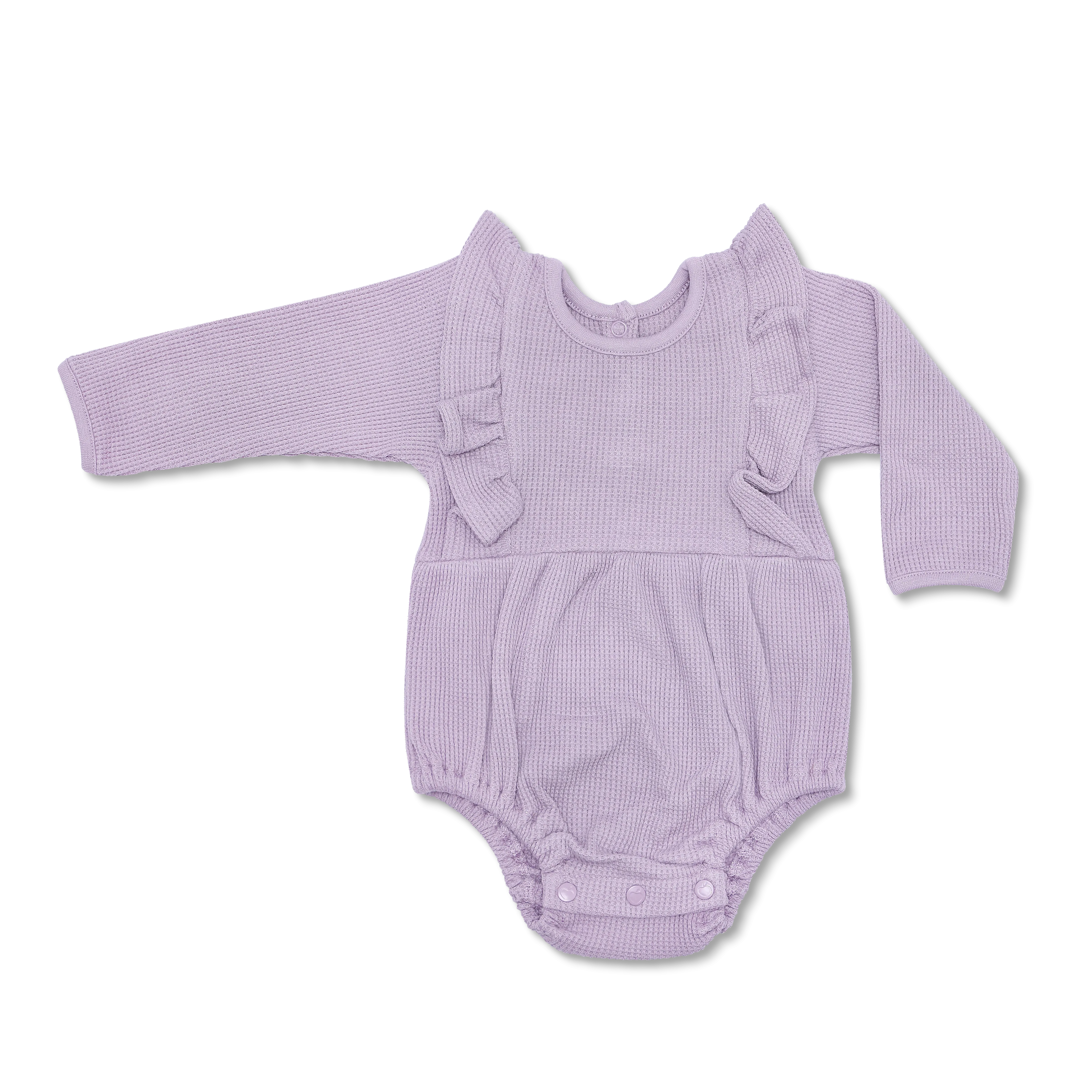 Waffle Long Sleeve Romper - Lavender