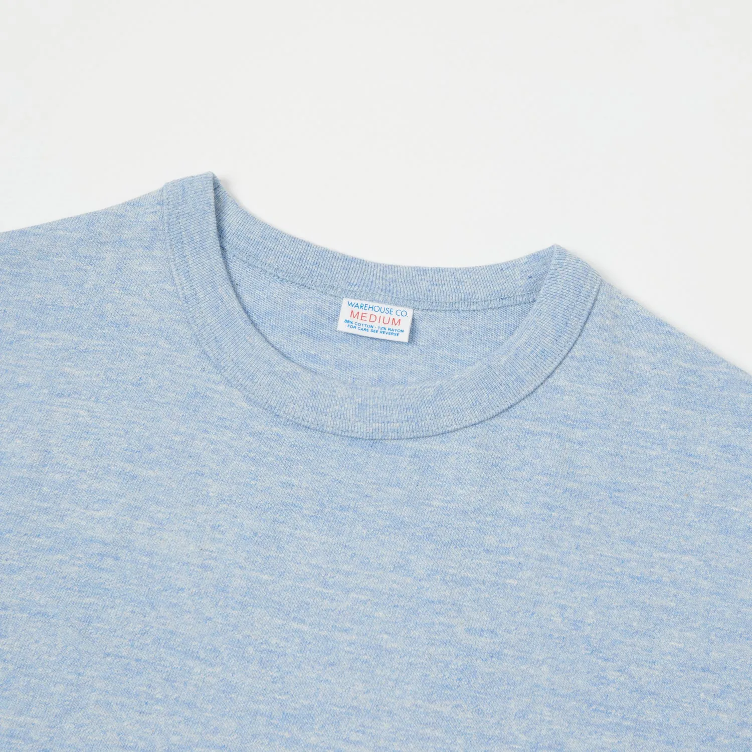 Warehouse & Co 4096 Heather Plain Crew Neck Tee - Blue