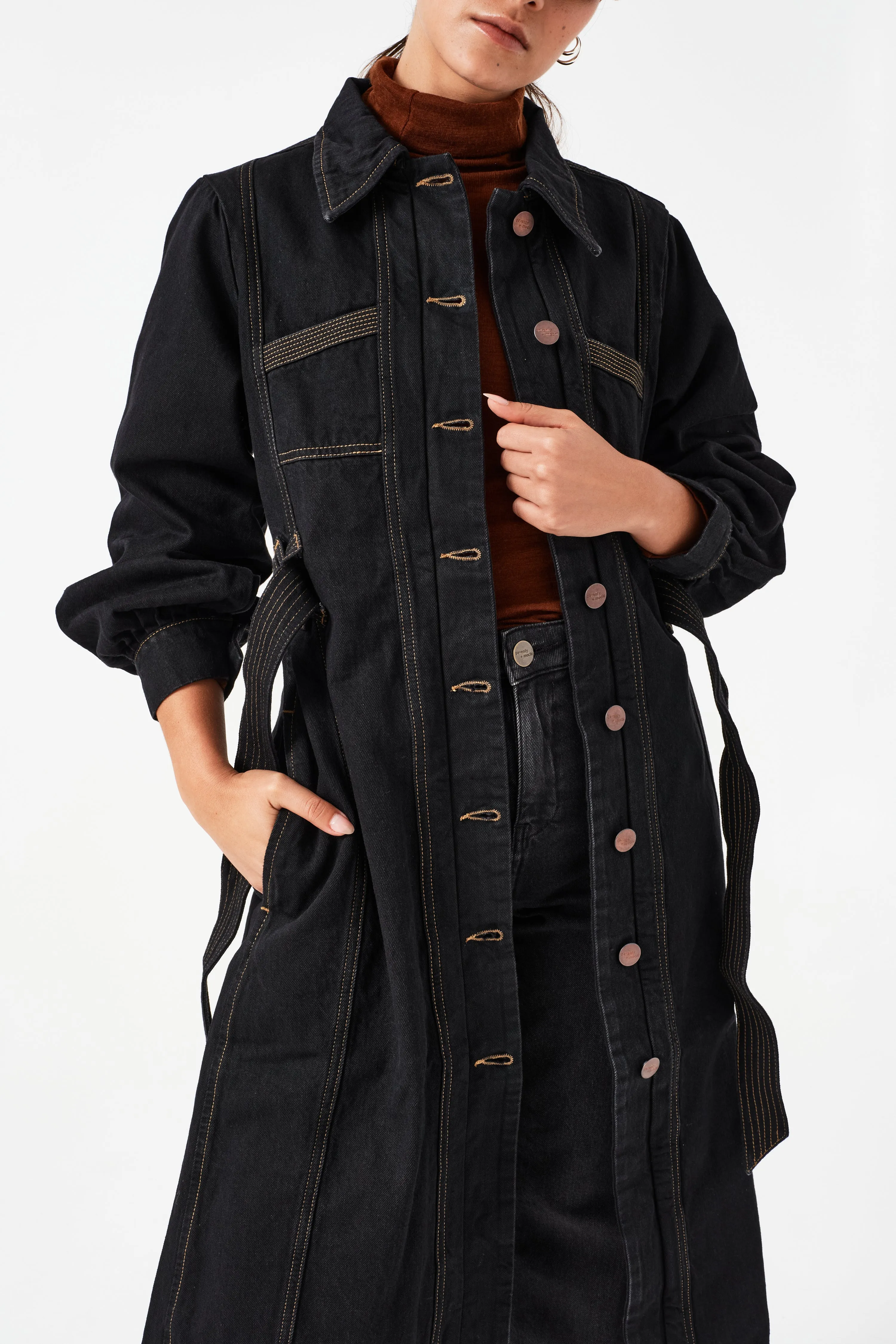 Willow Trench in Black Denim