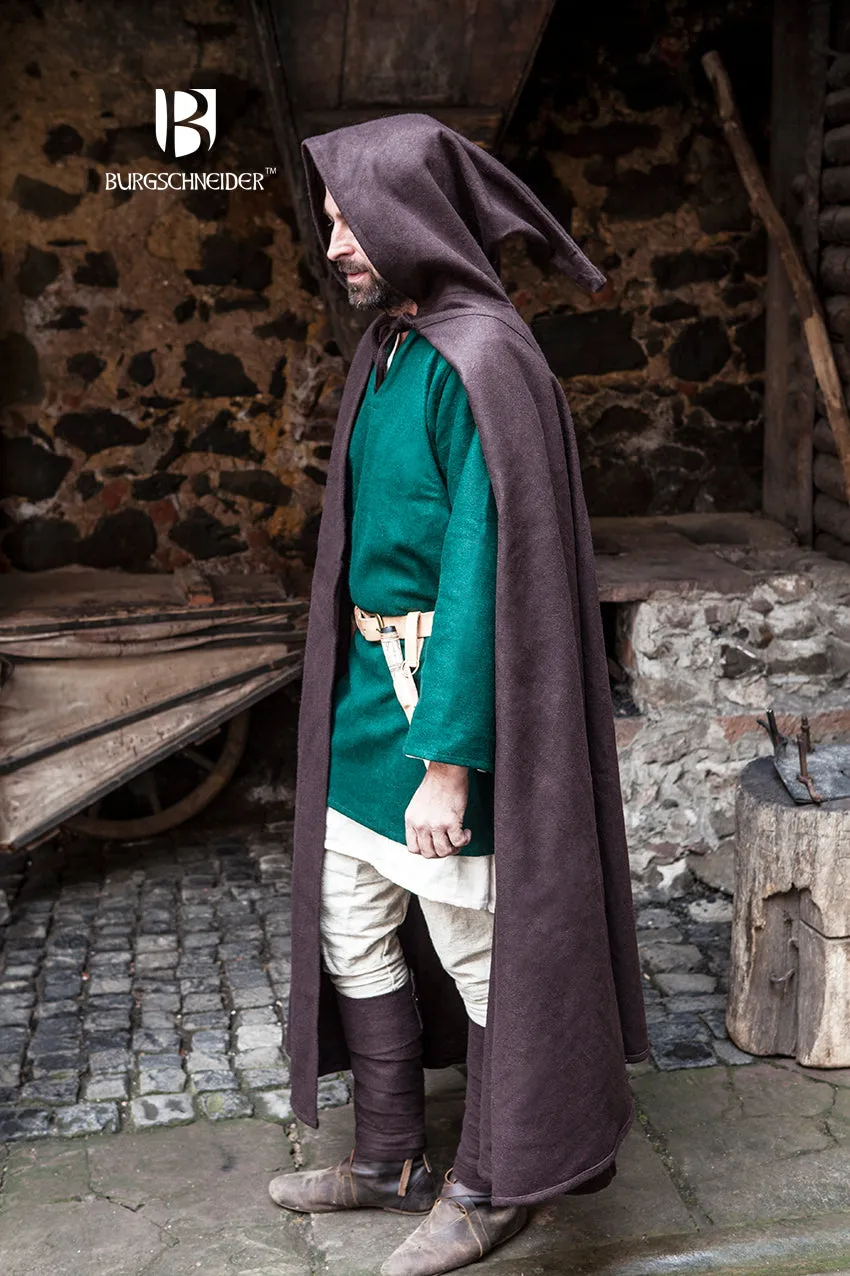 Wool Hooded Cloak Hibernus Brown