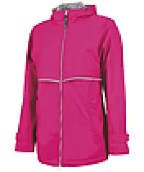 YOUTH RAIN JACKET W/HOOD HOT PINK