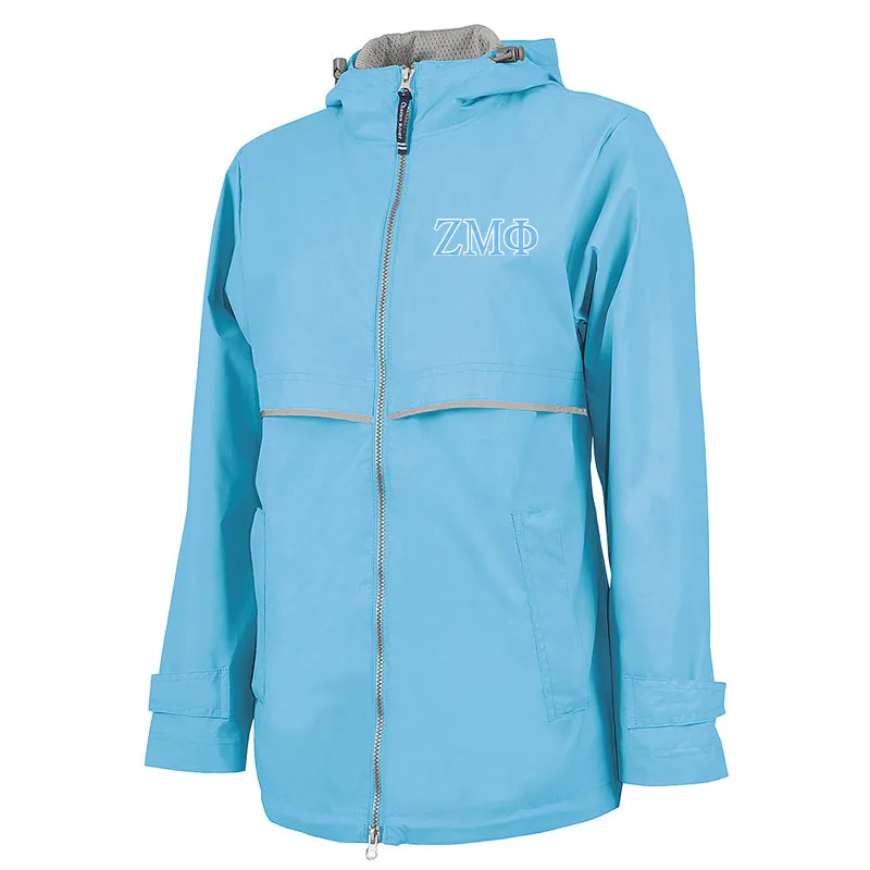 Zeta Mu Phi Southern Rain Jacket, 2-Color Greek Letters - Charles River 5099 - EMB